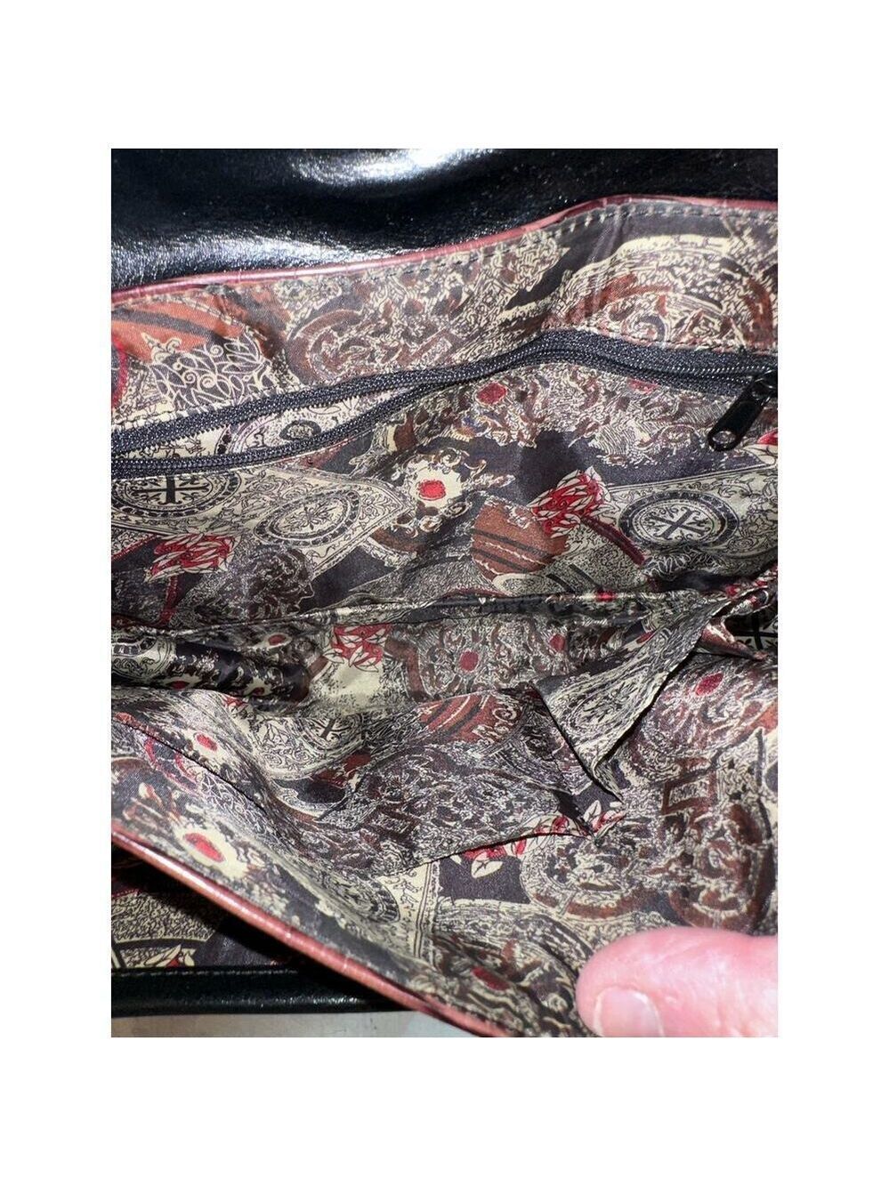 Retro Style Faux Crocodile Skin Brown/Black With Silver Metal Multi Pocket Purse - Picture 5 of 13